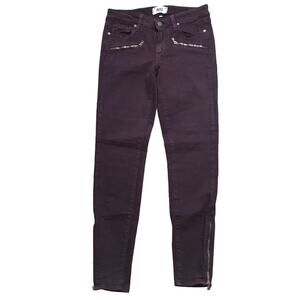 Paige Jane Zip Skinny Zip Ankle Pockets Cotton Stretchy Dark Purple Jeans 27